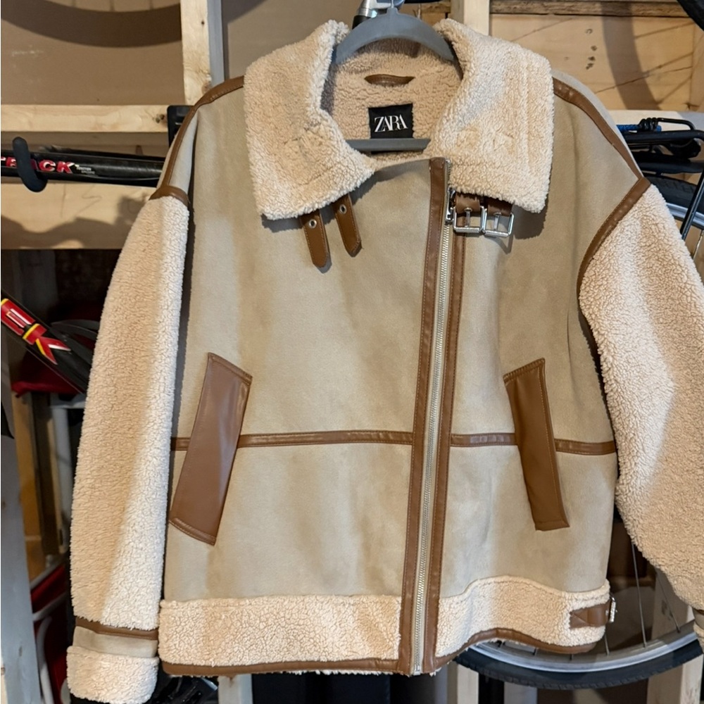 Zara Cream Shearling Jacket
